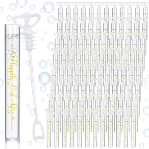 150 count Bubble Wands Bulk for Wedding Party Mini Heart Wand with Bubble Solution for Wedding Bridal Showers Valentine Anniversary Birthday Supplies(White,Happy Ever After)