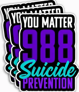 3Pcs 988 Suicide Prevention Sticker, Suicide Prevention Awareness sticker for Laptop Water Bottle Book Phone