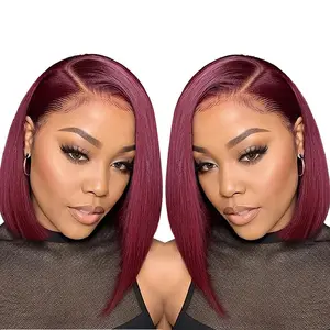 2x6 Wearable Glueless Bob Wig Human Hair Pre-Plugging Pre-Cut 200% Density 2x6 Lace Closure Bob Wig Suitable for Black Women Human Hair Glueless Straight Bob Lace Front Wig Suitable for Beginners Short Wig Human Hair