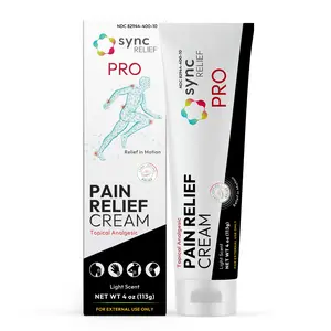 Sync Relief PRO Pain Relief Cream for Muscle, Joint, Back & Arthritis Pain with Methyl Salicylate, Menthol & Camphor – 4 oz (113 g)