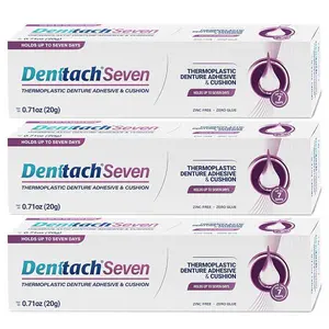[HOT 2026 - COMBO 3 PACK] Denttach Denture Adhesive, Thermoplastic Denture Adhesive, Cushion and Reliner, Comfortable, Secure Denture Grip for Up to 7 Days, Non Glue, Zinc Free, Long Holding Denture Reliner (Pack of 3) - BLACK FRIDAY SALE 51%