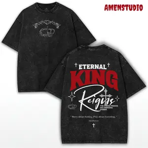 God Washed Shirt: Eternal King Reigns with Philippians 4:6 Bible Verse Graphics - Thick Oversized Heavyweight Christian Streetwear Graphic Tee