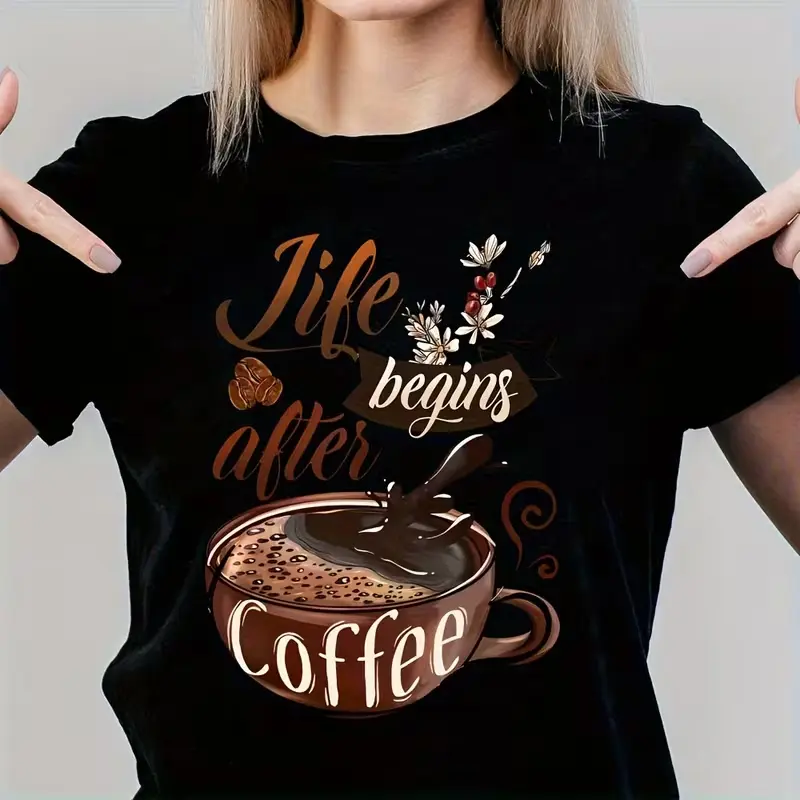 "Life Begins After Coffee" Iron-On Heat Transfer Stickers - High Quality Washable Decals with Coffee Cup & Floral Design for Clothing, T-Shirts, Backpacks, Jeans - Durable Paper Material, Backpack Coffee High Quality Stickers