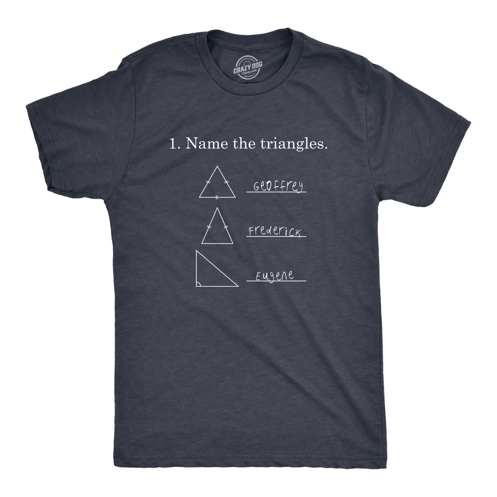 Women's Graphic T-Shirt - Slim, Breathable Fabric, Short-Sleeve Cotton Blend with Funny 'Name The Triangles' Math Joke Print, Casual Top for Teachers, School & Everyday Wear, Shortsleeve, Printed