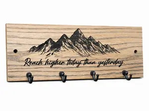 Reach Higher Wooden Oak Wall Key Hanger, Decor-Friendly Hanging Home Organizer Hook for Entryway