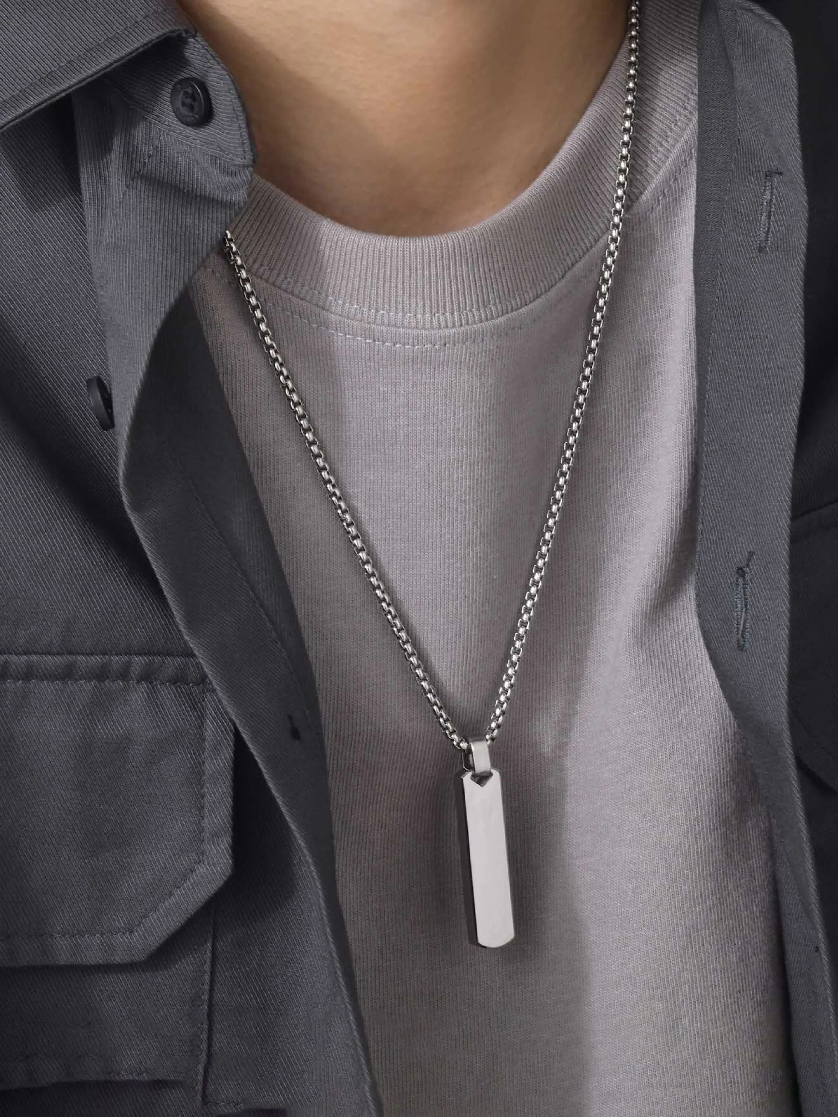 Unisex Stainless Steel Geometric Pendant Necklace, Minimalist Chain, Casual All-Season Jewelry, Perfect Gift for Any Occasion, Durable Chain Design, Fashion Accessory Necklace