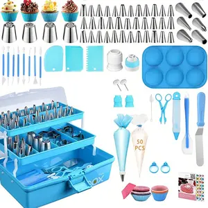 236pcs, cake decoration set, including decoration bag, decoration nozzle, scraper, biscuit mold, cake cup and other complete cake accessories, suitable for making various desired pastries, suitable for home or cake shop set