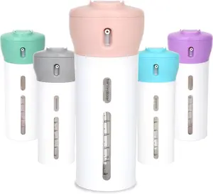 4-in-1 Travel Dispenser Bottle  Leak Proof, Four Reusable 1.4 oz. (40 mL) Toiletry Containers for Shampoo, Conditioner, Soap, Lotion, Skincare