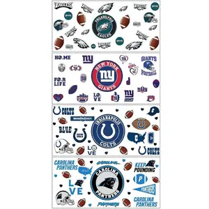 4 Sheet UV Dtf Cup Wraps for 16 Oz Glass Cups American Football Waterproof Rub on Transfers Stickers for Tumblers Cup Wood Furniture Car DIY Crafts Decor Wrap Decals (Ms07)