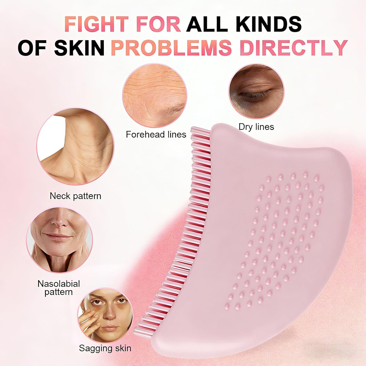 Silicone Lymphatic Contour Face Brush Set for Jawline Sculpting & Neck Drainage, Soft Silicone Detox Massager for De-Puffing, Facial Contour Enhancement, Circulation Boost & Sensitive Skin Care