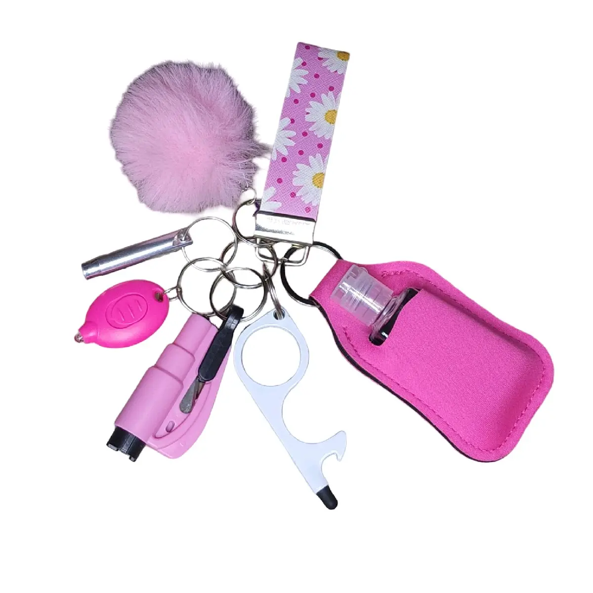 Pink Daisy Keychain Safety Kit for Women