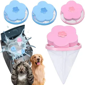 Pet Hair Remover for Laundry, Laundry Pet Hair Catcher, 2025 Upgraded Floating Hair Filter Mesh Removal, Washing Machine Lint Catcher, Cat and Dog Hair Washing Machine Catcher; 4 Piece