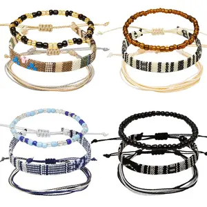 12pcs Surfer Beach Bracelet Set Men and Women, Bracelets For Men, Handmade Boho Bracelets Jewelry Wrap Bracelets Adjustable, Men'S And Women'S Anklet, String Rope Ankle Bracelet Christmas Gift