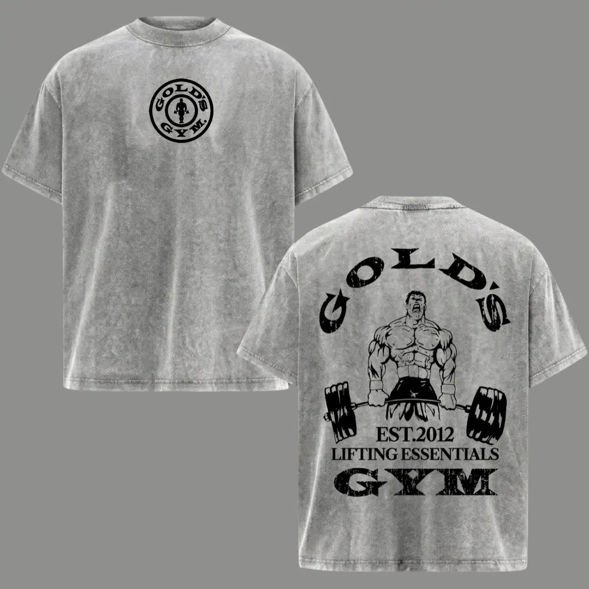 Gold's Gym Vintage Acid Washed T-Shirt Oversized Graphic Tee Bodybuilding Deadlift Gym Shirt Pump Cover Fitness Apparel Heavy Cotton Acid Wash Unisex Workout Tee Powerlifting Training Shirt Muscle Streetwear Athletic Casual Lifting Essentials