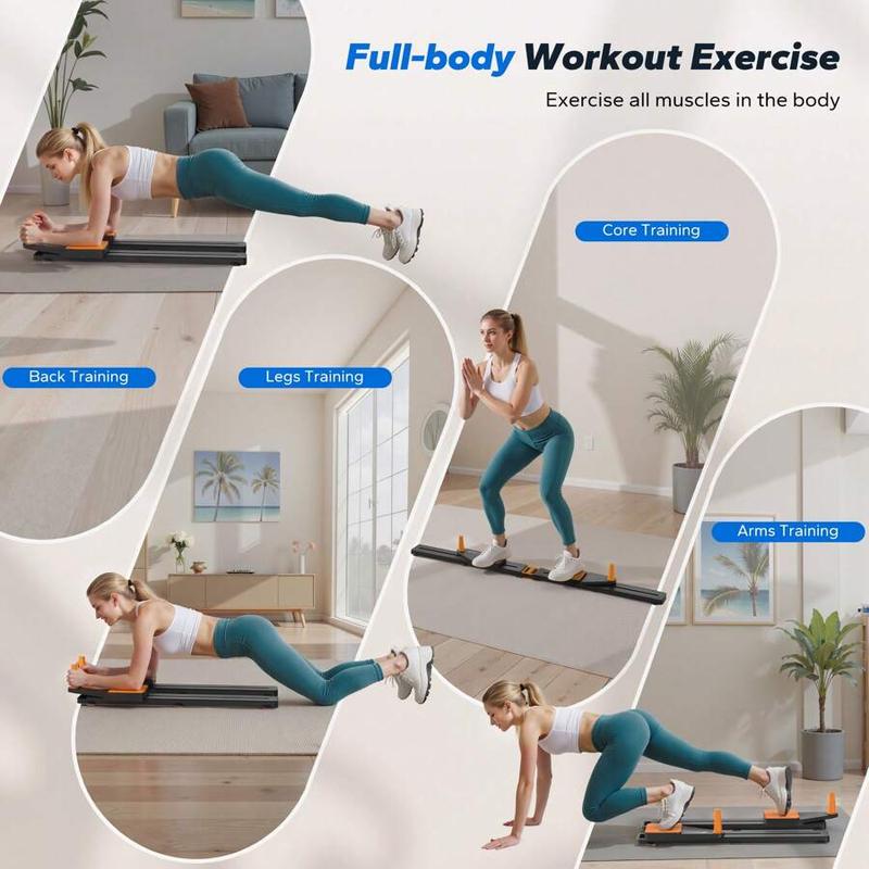 Multi-functional Ab Exercise Board, Foldable Home Pilates Reformer with Knee Mat, Timer and Resistance Bands, Abs Workout Equipment for Abdominal & Core Strength Training Multi-functional Ab Exercise Board, Foldable Home Pilates Reformer with Knee Mat, Timer and Resistance Bands, Abs Workout Equipment for Abdominal & Core Strength Training