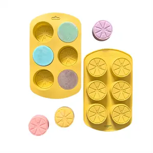2pcs Lemon Shape Silicone Mold, 6-Hole Cookie Pudding Ice Cube Mold, DIY Soap Making Tool, Baking & Crafting Essentials