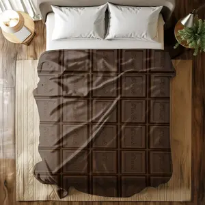 Vintage Chocolate Block Texture Flannel Blanket, Soft Warm Anti-Pilling, Ideal for Naps Camping Travel, All Seasons