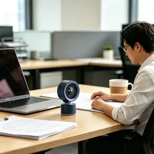 New LED Emoji Desktop Fan, USB Desk Fans Small Quiet, Portable Fan Personal,100 Speeds, 25dB Ultra-Quiet Desktop Air Circulator with 90 Adjustable Tilt, Rechargeable Battery, Portable for Bedroom, Office, Kitchen, Travel