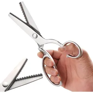 100% Full Stainless Sharpe Decorative Edge Pinking Scissors All-Shears for, Paper,, and Sewing Projects