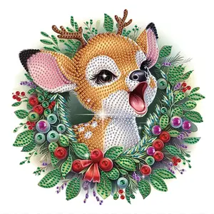 Diamond Christmas Holiday Painting Kits for Adults, DIY Christmas Deer Designs Diamond Art Special Shape Diamond Partial Mosaic Craft Kits, Home Wall Painting Decor Decoration Art Gift（11.8*11.8in）