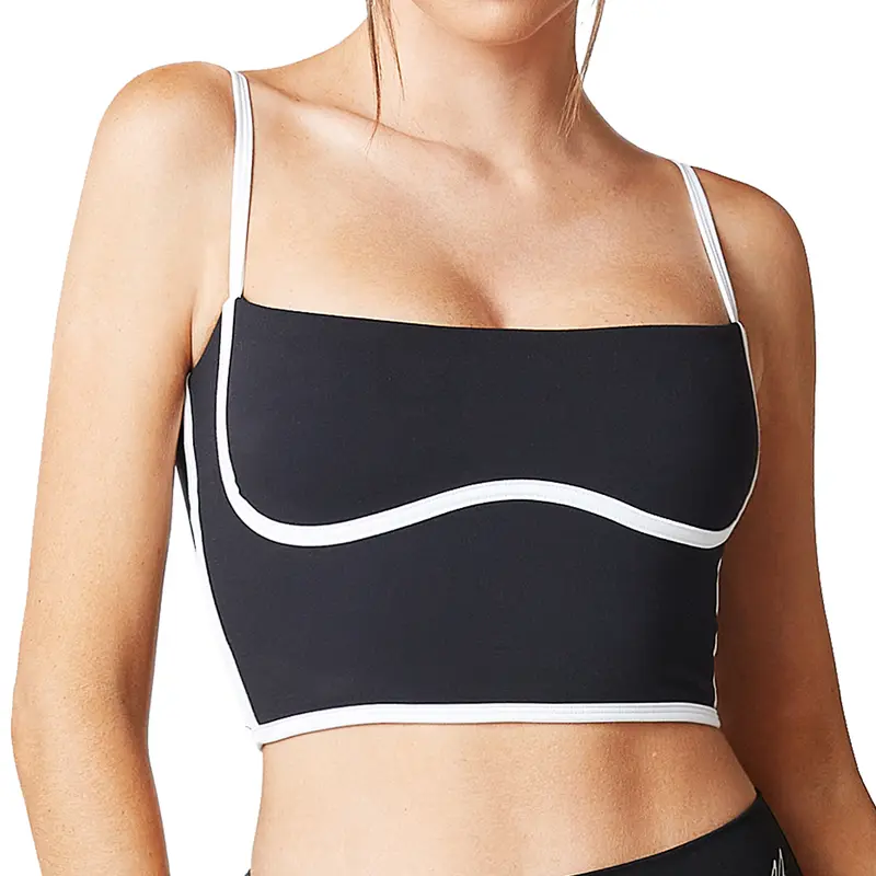 Running Sport Vest Sleeveless Spaghetti Strap Square Neck Yoga Bra