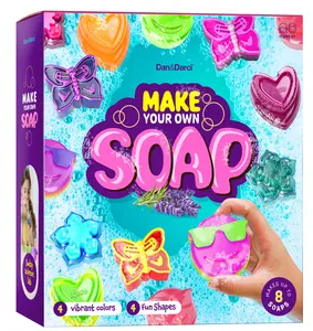 Dan&Darci DIY Soap Making Kit for Kids Create 8 Colorful Soaps with Molds Glitter Fragrance STEM Bath Science Fun 7x4x2 in
