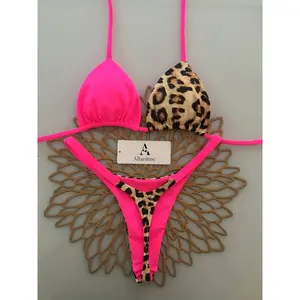 New Beach Pool Party Sexy Casual Fashion Leopard Print Halter Bikini Set, Women's Two-Piece Swimsuit, Stylish and Comfortable