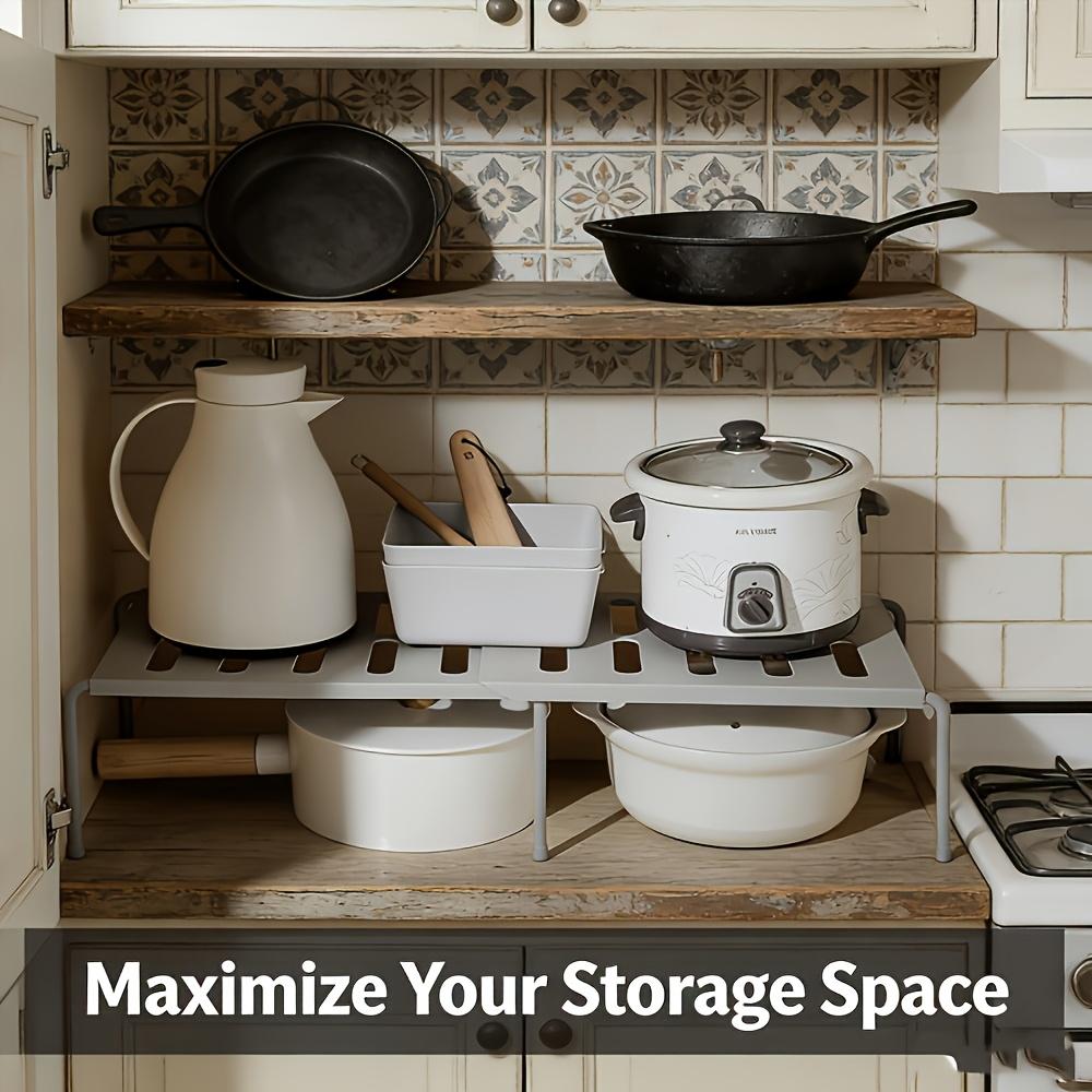 Telescopic Adjustable Storage Shelf 1 Pack - Expandable Space Saving Rack for Shoes Storage Boxes, Closet Organizer Shelf for Bedroom Closet Kitchen Bathroom Dorm