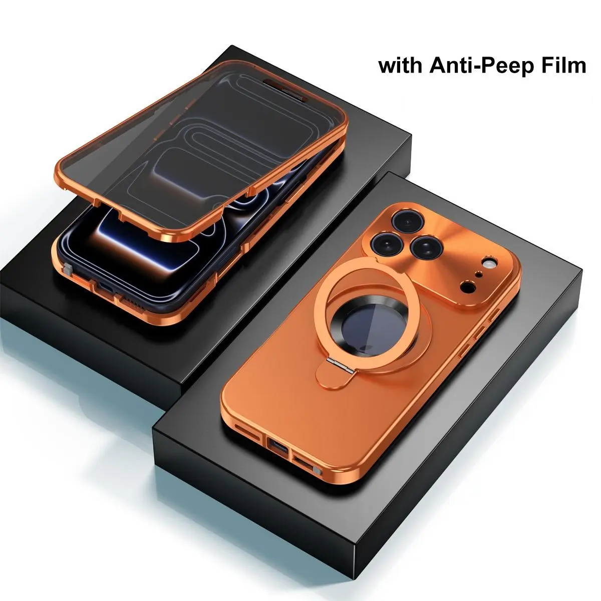 Aesthetic Magnetic Cellphone Case - Anti-Peeping, Leakproof Stand, Anti-Fingerprint Handheld Protective Cover for European Customized Devices, Compatible with iPhone 17 Pro Original Back Panel, iPhone 16/15/14/13
