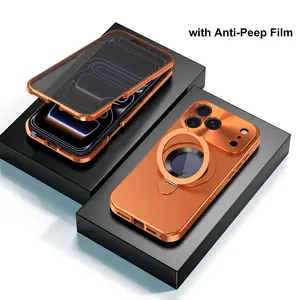 Aesthetic Smartphone Case, Handheld Cellphone Accessories Compatible with IP17PRO Original Back Panel & IP16/15/14/13, Anti-Peeping Magnetic Leakproof Stand, Anti-Fingerprint Protective Cover