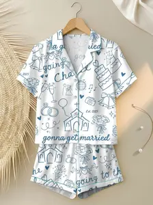 Women's 'Going To The Chapel' Bridal Pjs Set, Just Married Pjs for Bachelorette & Wedding Celebration