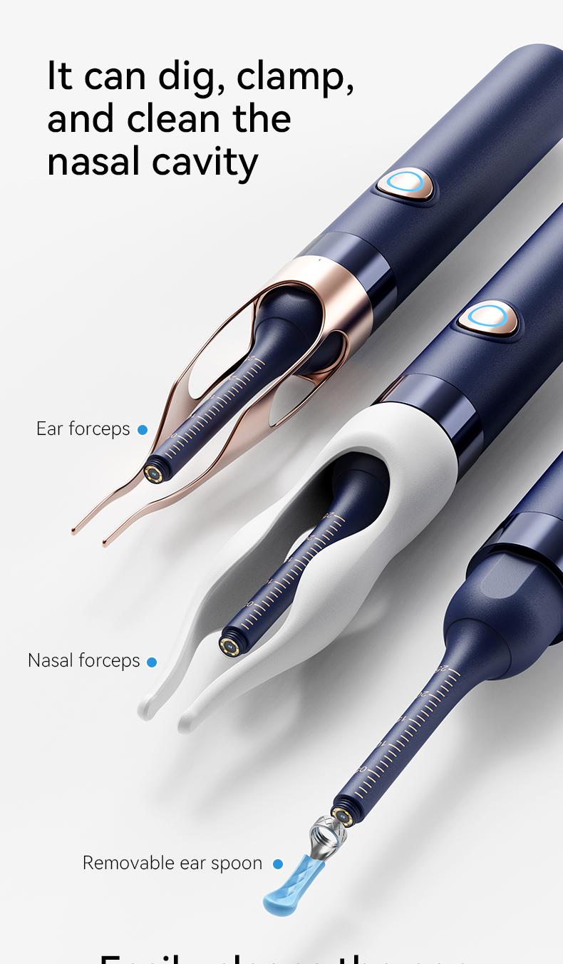 [TiktokShopSpringGlowUp] Smart Visual Ear Wax Removal Tool with 12 Replaceable Tips, HD Ear Camera Cleaning Kit, Professional Portable Ear Cleaner for Kids & Adults, Compatible with iOS & Android