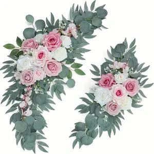Artificial Wedding Arch Flowers (2 Pieces), Dusty Rose Wedding Floral Decorations, Welcome Sign, Ceremony Decoration, Flower Arrangements, Artificial Hanging Flower
