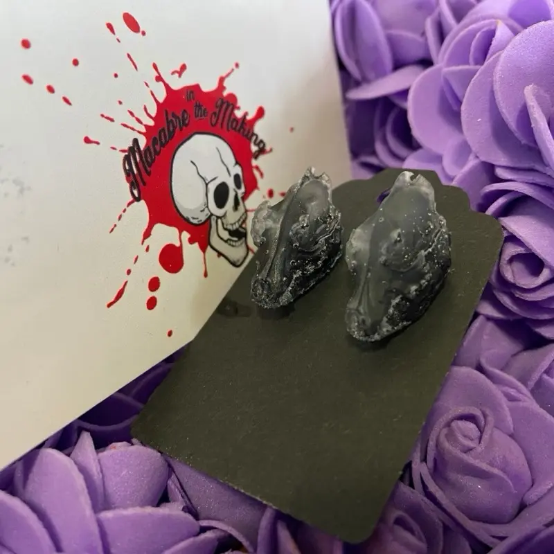 Anatomical Wolf Skull Stud Earrings
