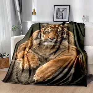 Ultra-Soft Tiger Print Flannel Throw Blanket - Versatile, Warm & Cozy for Couch, Bed, Office, Camping | All-Season Gift Idea  Warm Haven Textiles