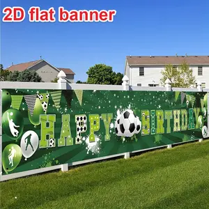 2D Flat Banner Football Birthday Decoration, Background, Multifunctional Party Decor, Polyester Material, Indoor Outdoor Use