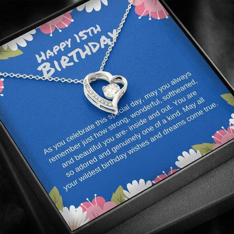 15th Birthday Gift, Birthday Necklace, 15 Year Old Girl Gifts for Birthdayr, Anniversary Gift, Necklace Jewelry With Message Card & Box