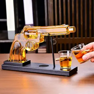 Gun Whiskey Decanter Sets for Men, Kollea Liquor Decanter Set with Shot Glass, Handcrafted Birthday Gifts for Men Dad Brother, Anniversary Set for Him Husband, Home Bar Drinking Party, Valentine's Day