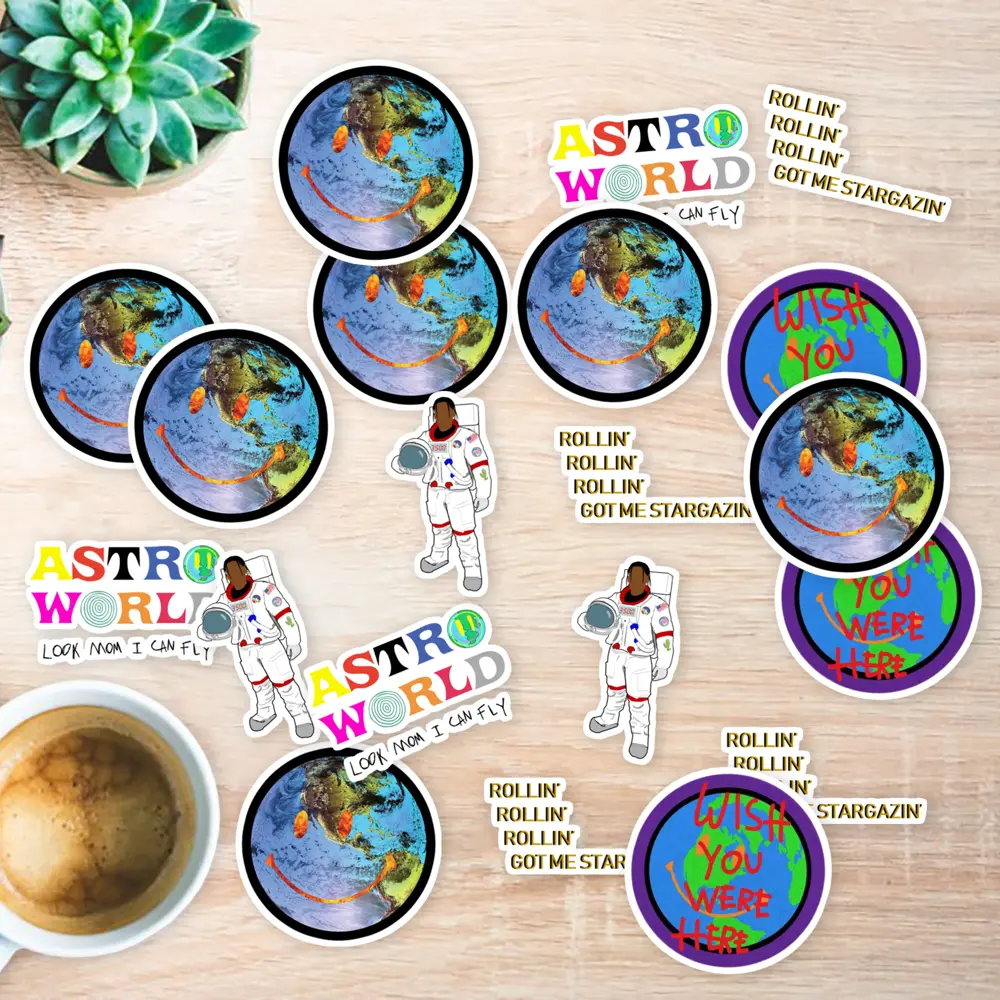 Stickers Pack 20 Pcs astroworld Water Colorful Bottle Bike Skateboard Bumper Aesthetic Luggage Car Vinyl Guitar Waterproof Laptop