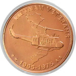 Vietnam Veterans War Helicopter 1 oz Pure .999 Copper Round Challenge Coin in Capsule