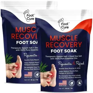 Foot Cure Muscle Recovery Foot Soak with Epsom Salt – Soothes Tired Feet, Softens Skin, Relieves Soreness, Spa Pedicure