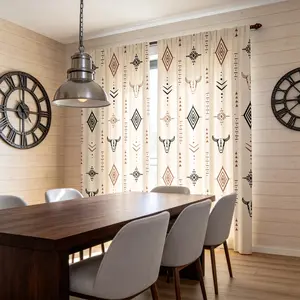 2 Piece Set Cow Head Diamond Pattern Digital Print Curtains, Rod Pocket Design, Privacy Protection, Suitable for Bedroom Living Room Dining Room