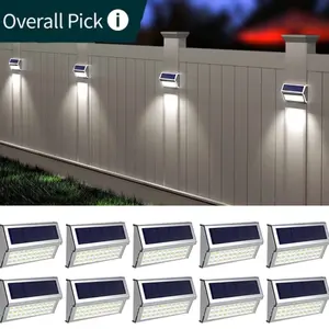 【2024 Highest Quality】2/6/8/10 Packs Solar Outdoor Lights, 30 LED Fence Lights Waterproof Solar Powered Deck Post Lamps Stainless Steel Outside Step Lighting for Backyard Yard Walkway Stairs, Cool/Warm White Light
