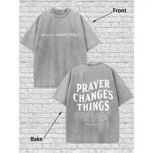 One 100 Percent Cotton Washed T Shirt Prayer Changes Things Bible Verse Christian Faith Inspired Design For All Seasons Unisex Wearable For Men And Women 230g Weight Perfect For Easter Christmas And Everyday Use