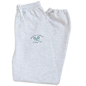 Monte Carlo Tennis Sweatpants for Women, Grey Oversized Sweatpant, Summer Country Club Outfit, Vacation Outfits, Comfortable Preppy Pants, Cozy Loungewear, Sports Tenniscore Women's Joggers, Travel Airport Looks, 50 Cotton 50 Polyester Athleisure Bottoms