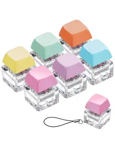 6pcs Colorful Mechanical Keycap Keychain, Mini Mechanical Key Keychain, Practical Small Gifts for Family and Friends, Can Be Used as Keychain Pendant, Decompression Artifact, Decompression Tool, Real Mechanical Keyboard Experience, Ideal Gift for Him