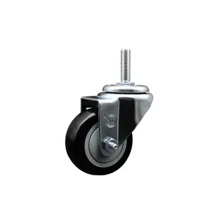 Service Caster SCC-TS20S314-PPUB-BLK-58212 Polyurethane Swivel Threaded Stem Caster with 3 x 1.25 in. Black Wheel & 0.63 in. Stem