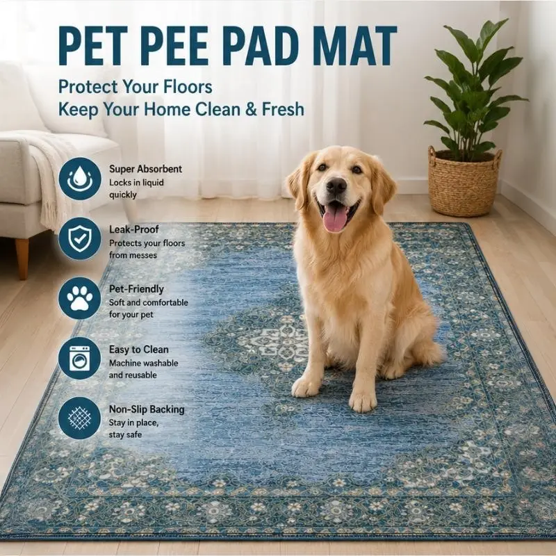 A Lifesaver for Dog Owners! This Floor Mat Is Absorbent, Leak-Proof, and Stain-Resistant-So You Won't Feel Embarrassed When Guests Arrive. Indoor Floor Mat