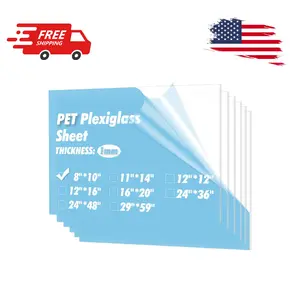 5-Pack of 8×10" Transparent Clear Plexiglass Plastic Sheet Panel