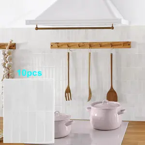 10pcs Self-Adhesive Wall Tile Stickers, Heat Resistant Peel and Stick Kitchen Backsplash, Waterproof Wall Tile Stickers for Home Decor